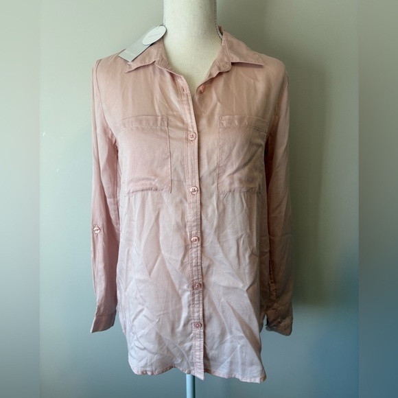 rare earth Tops - Rare Earth Hallie Double Pocket Safari Shirt Dusty Pink 100% Tencel Size 6 NWT